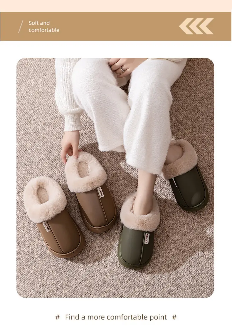 2024 Waterproof Fleece Lined Slippers Brown — feature 11