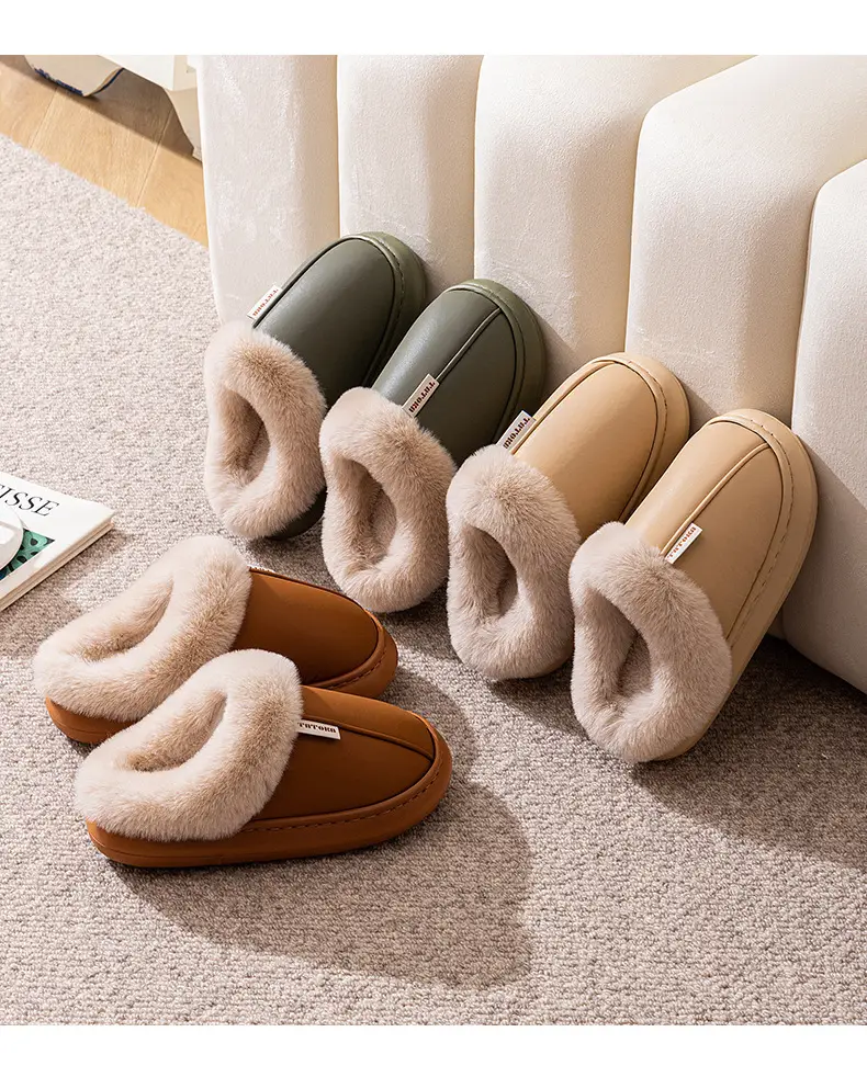 2024 Waterproof Fleece Lined Slippers Brown — feature 12