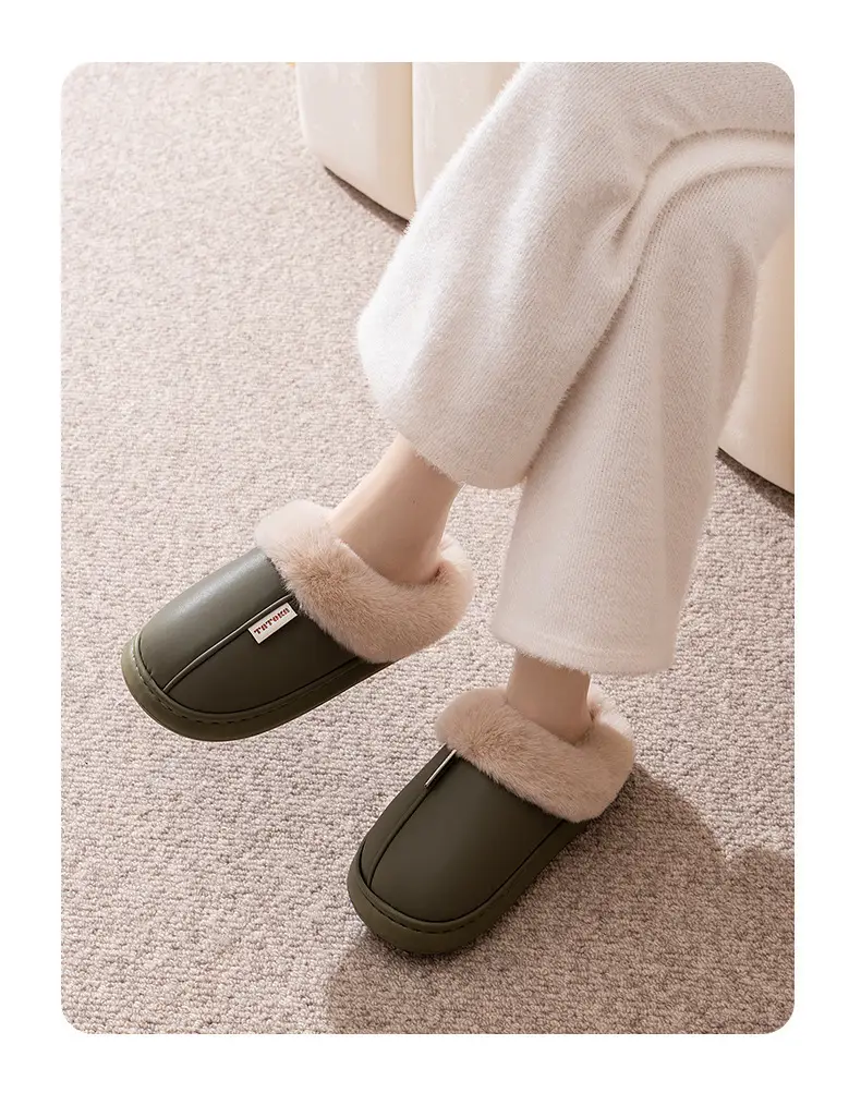 2024 Waterproof Fleece Lined Slippers Brown — feature 13