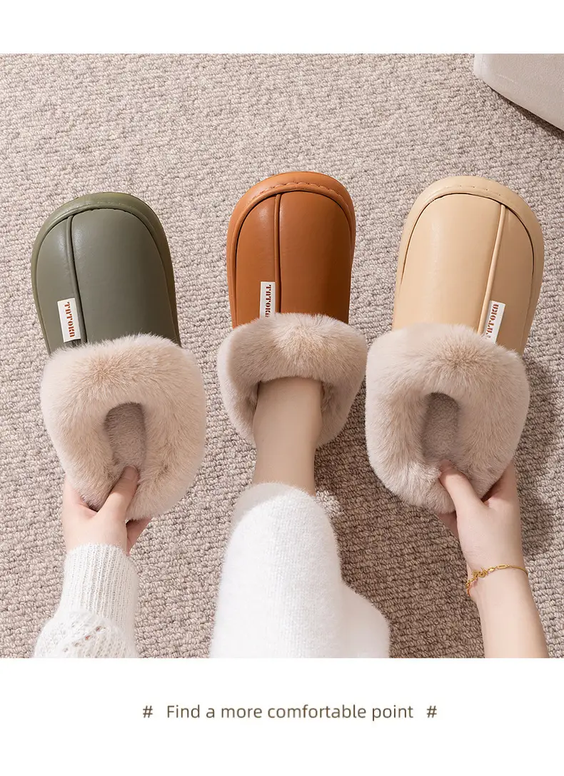2024 Waterproof Fleece Lined Slippers Brown — feature 14