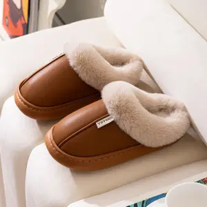 2024 Waterproof Fleece Lined Slippers Brown - Image 5