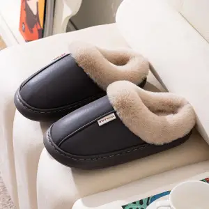 2024 Waterproof Fleece Lined Slippers Brown - Image 7
