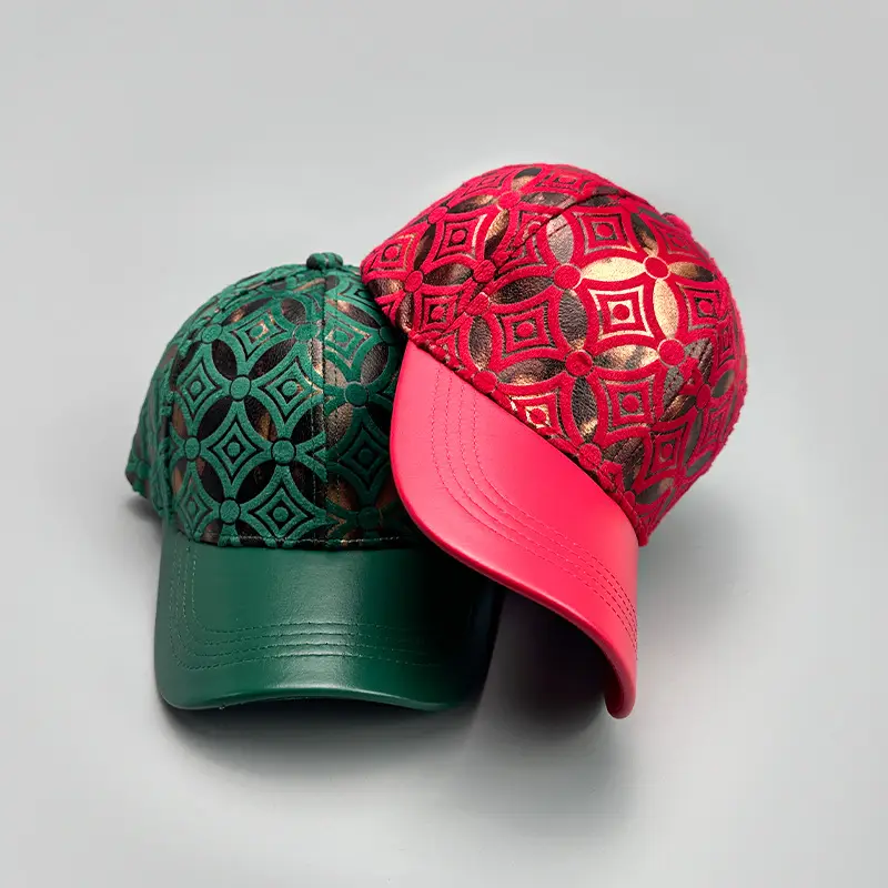 Men Women Red Patterned Baseball Cap - Image 7