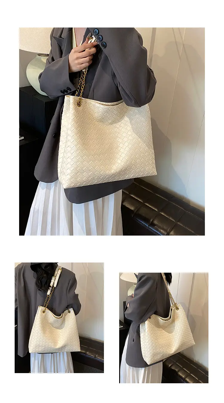 Women Woven Tote Bag Brown Large Capacity Shoulder Bag — feature 11