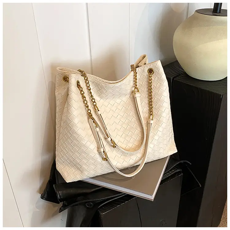 Women Woven Tote Bag Brown Large Capacity Shoulder Bag — feature 15