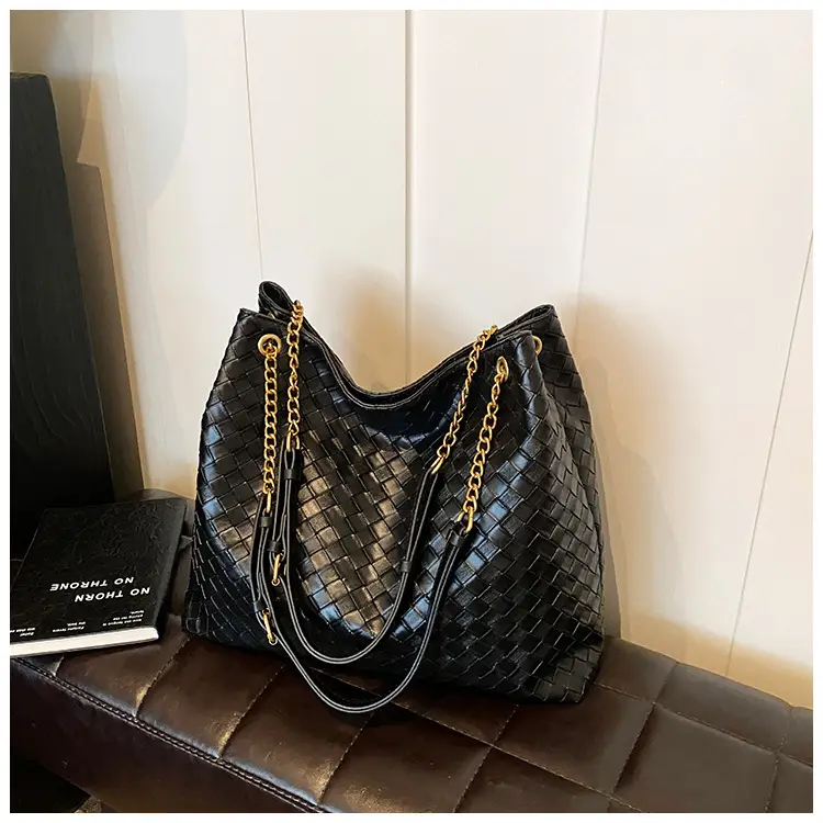 Women Woven Tote Bag Brown Large Capacity Shoulder Bag — feature 17