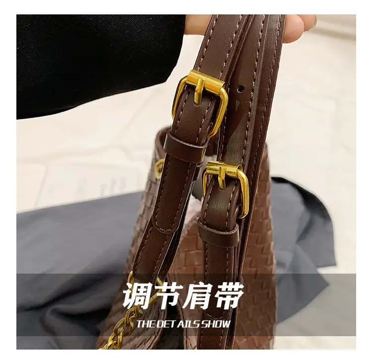 Women Woven Tote Bag Brown Large Capacity Shoulder Bag — feature 5