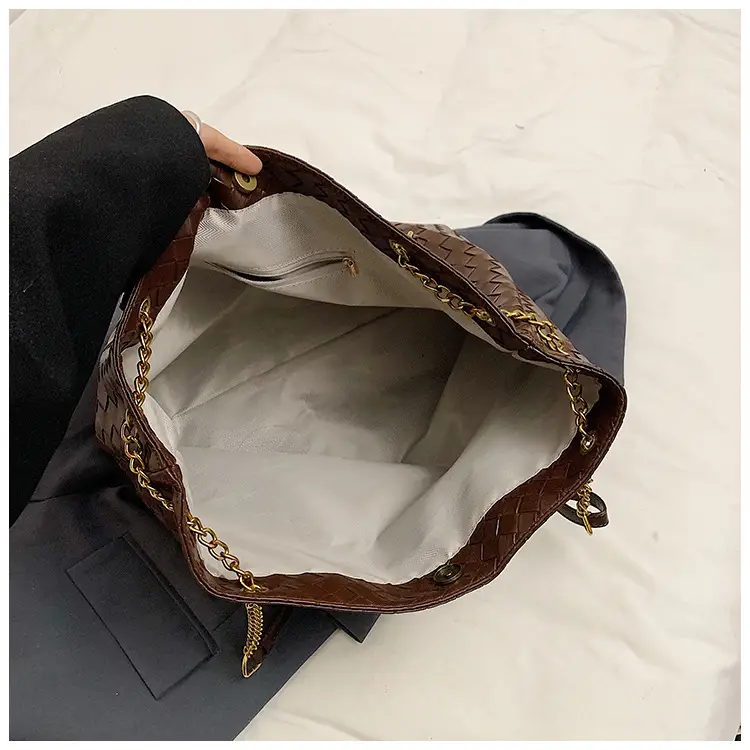 Women Woven Tote Bag Brown Large Capacity Shoulder Bag — feature 8