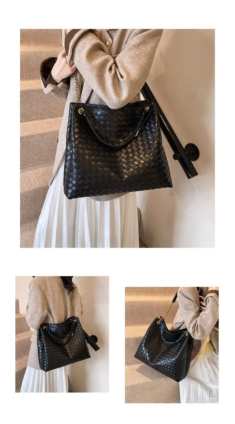 Women Woven Tote Bag Brown Large Capacity Shoulder Bag — feature 9