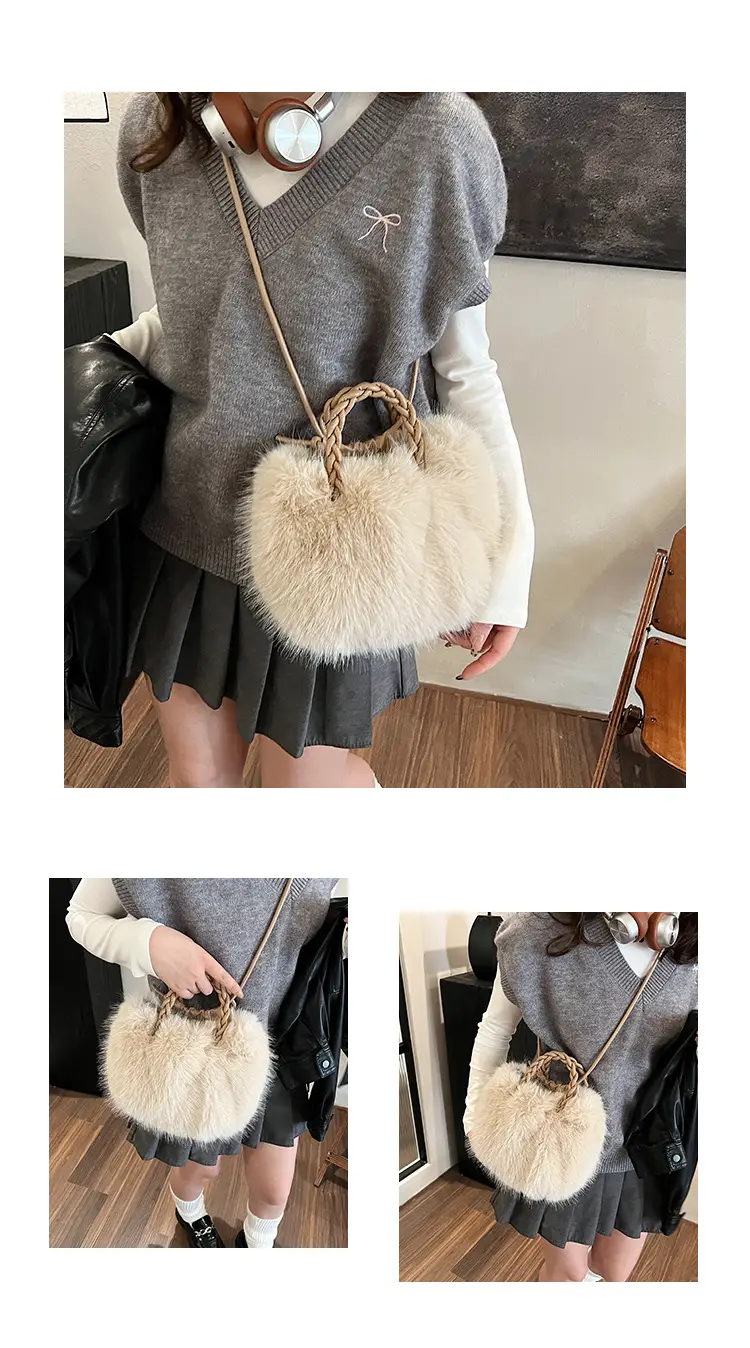 Women Furry Crossbody Bag Black 2023 Winter — feature 11