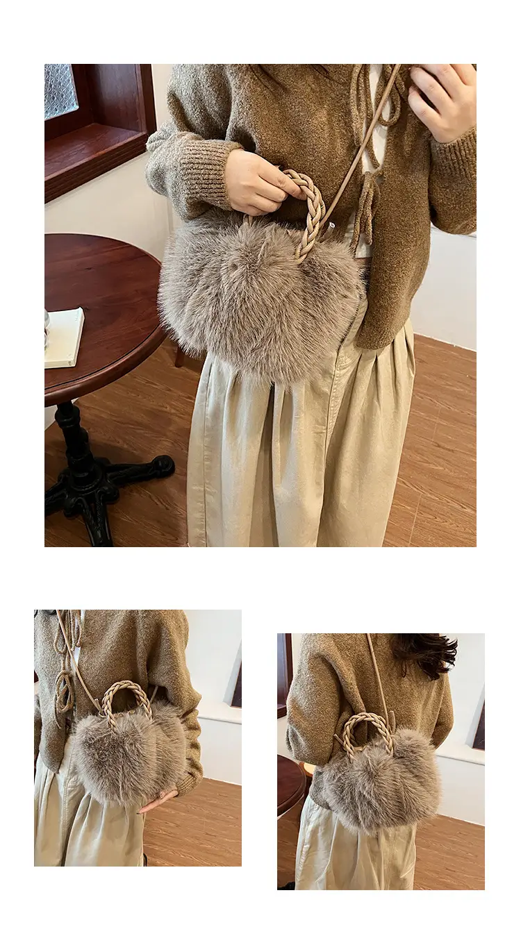 Women Furry Crossbody Bag Black 2023 Winter — feature 13