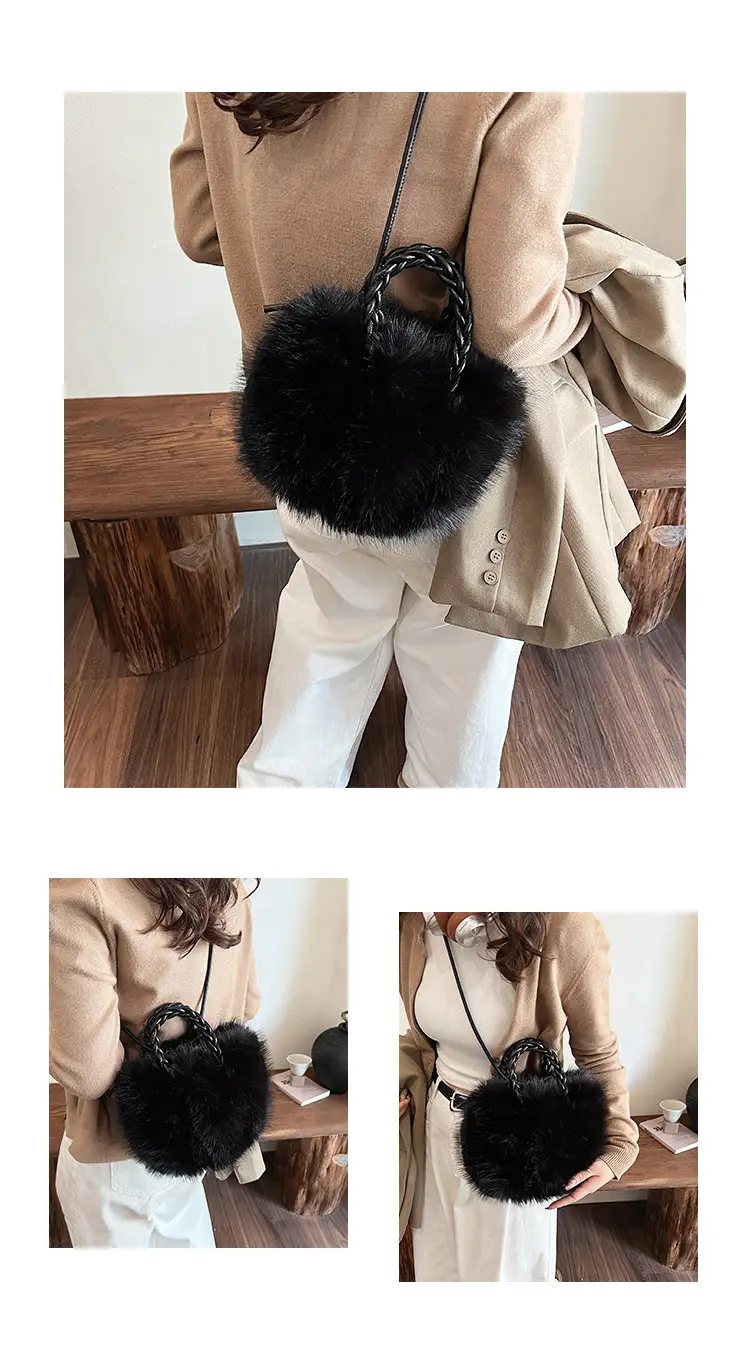 Women Furry Crossbody Bag Black 2023 Winter — feature 14