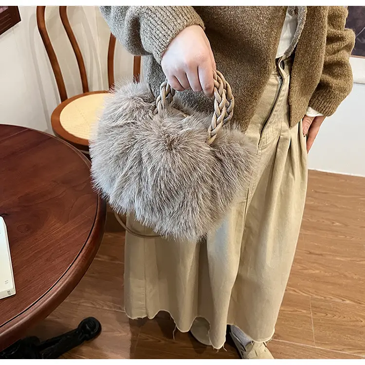 Women Furry Crossbody Bag Black 2023 Winter — feature 16