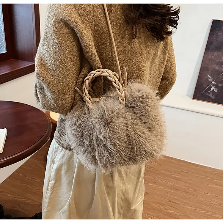 Women Furry Crossbody Bag Black 2023 Winter — feature 18