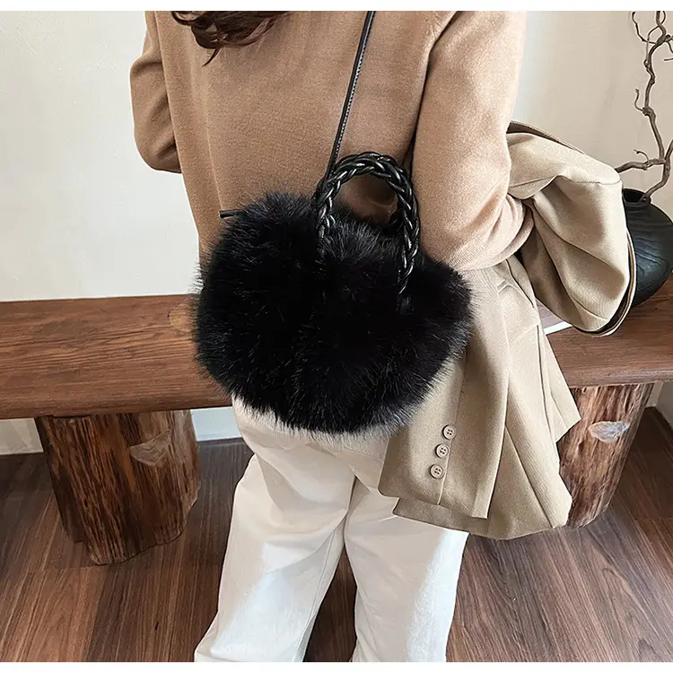 Women Furry Crossbody Bag Black 2023 Winter — feature 22