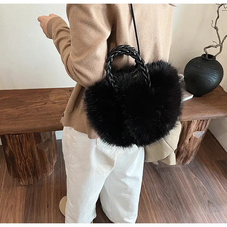 Women Furry Crossbody Bag Black 2023 Winter — feature 23