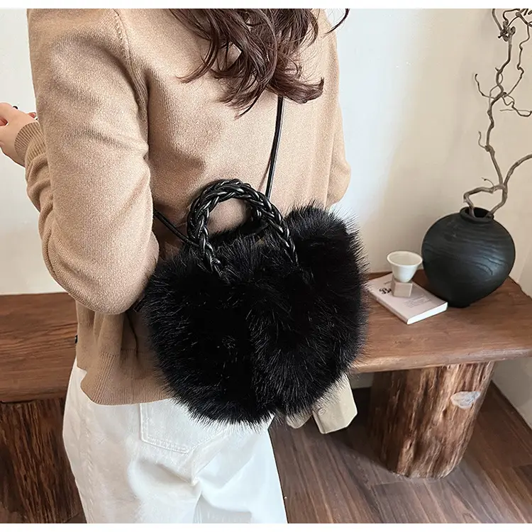 Women Furry Crossbody Bag Black 2023 Winter — feature 25