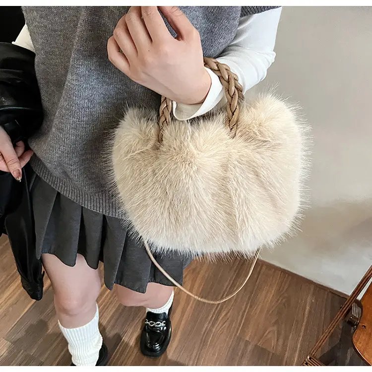 Women Furry Crossbody Bag Black 2023 Winter — feature 28