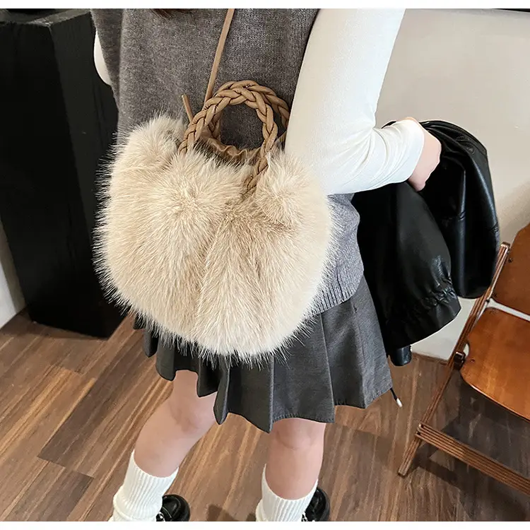 Women Furry Crossbody Bag Black 2023 Winter — feature 29