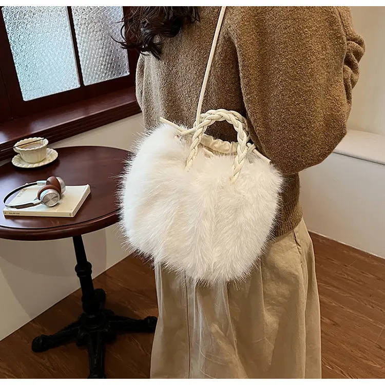 Women Furry Crossbody Bag Black 2023 Winter — feature 32