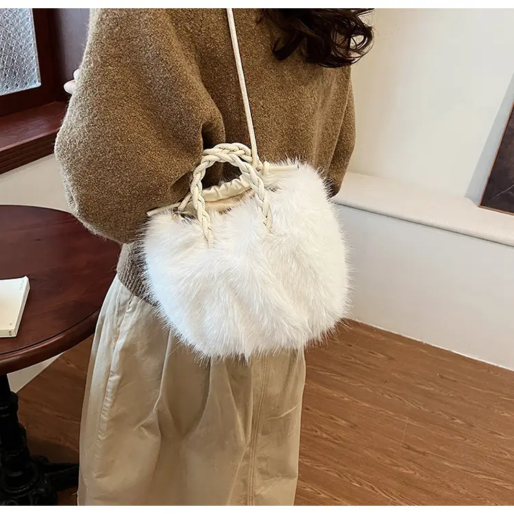 Women Furry Crossbody Bag Black 2023 Winter — feature 33