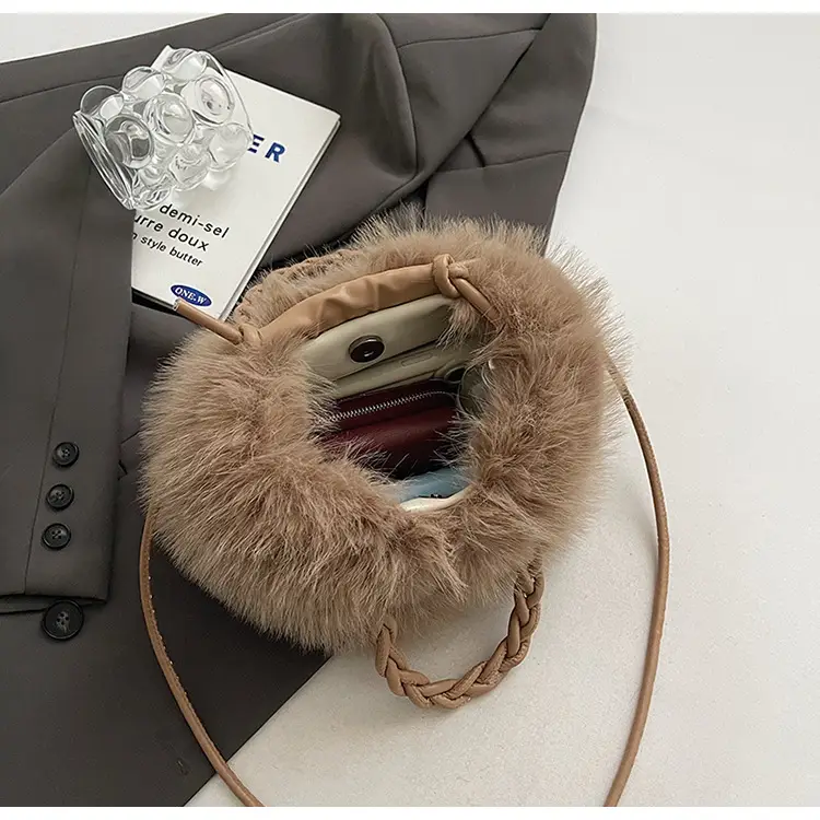 Women Furry Crossbody Bag Black 2023 Winter — feature 36