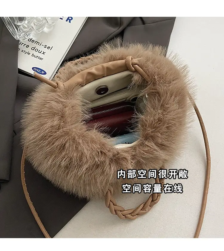 Women Furry Crossbody Bag Black 2023 Winter — feature 9
