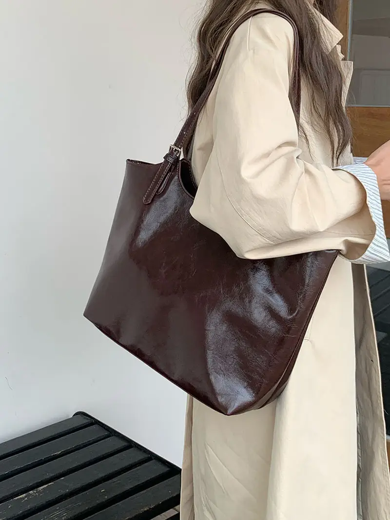 2024 Large Capacity Korean Style Tote Bag Brown — feature 6