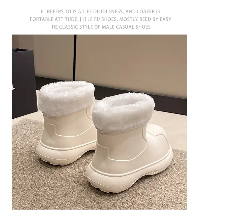Winter Cotton-Padded Women's Rain Boots, Warm Rain Boots, Waterproof and Non-Slip Big-Toe Shoes, Internet Celebrity Women's Water Shoes with Velvet for Rainy Days to Wear Outside — feature 16