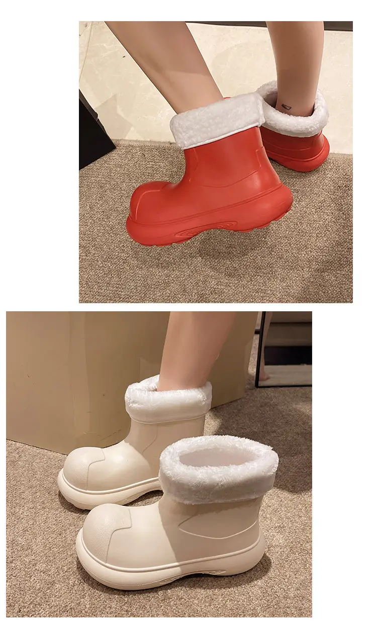 Winter Cotton-Padded Women's Rain Boots, Warm Rain Boots, Waterproof and Non-Slip Big-Toe Shoes, Internet Celebrity Women's Water Shoes with Velvet for Rainy Days to Wear Outside — feature 8