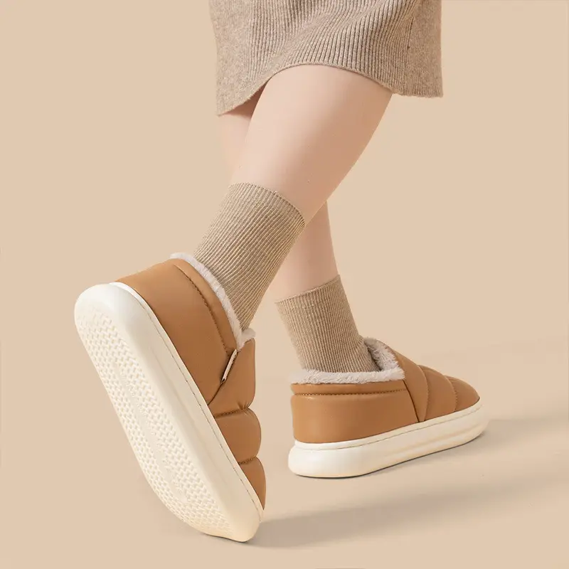 Windproof Warm Slippers Women's Autumn and Winter 2024 New Indoor Thick Bottom Waterproof Baotou Couple Men - Image 5