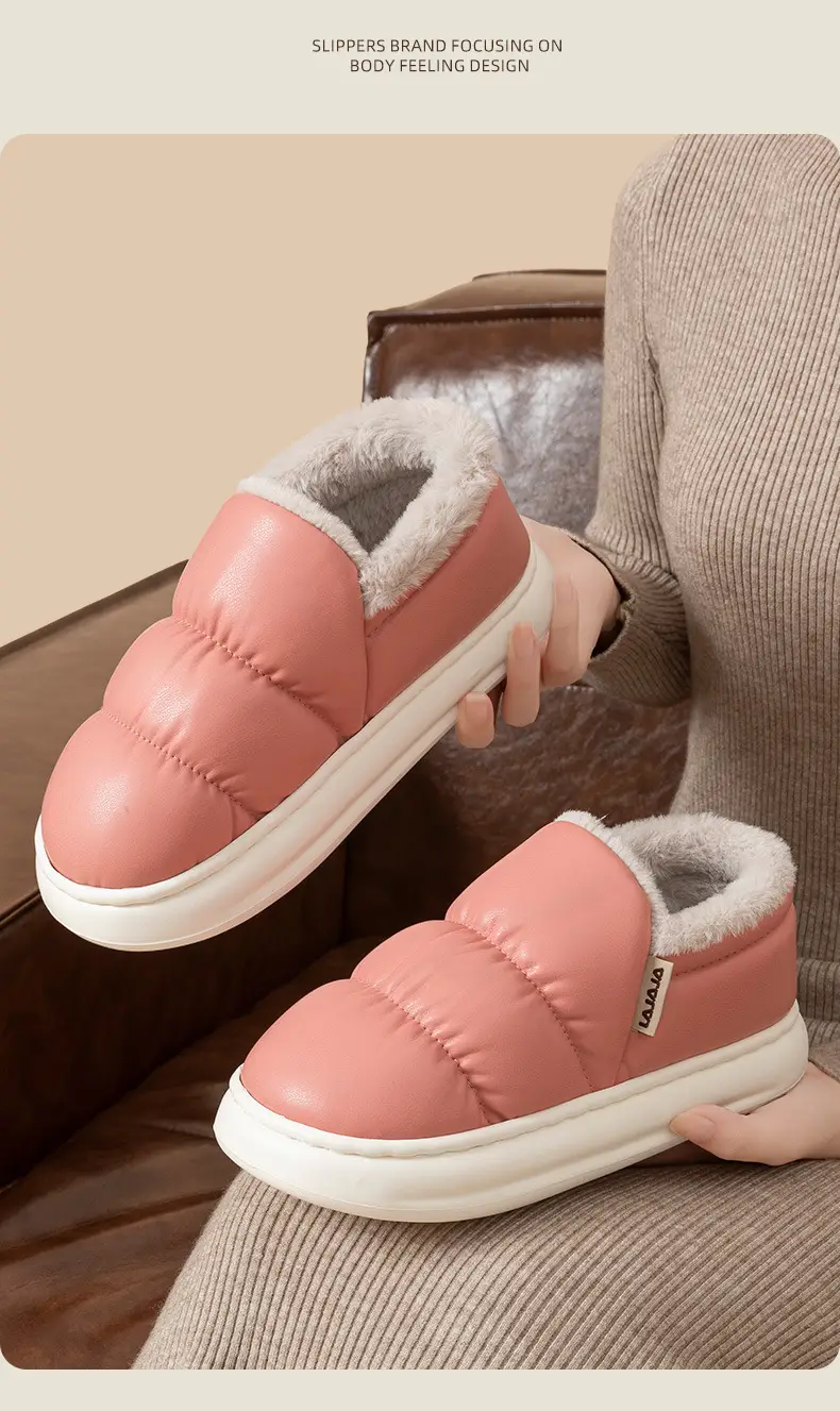 Windproof Warm Slippers Women's Autumn and Winter 2024 New Indoor Thick Bottom Waterproof Baotou Couple Men — feature 10