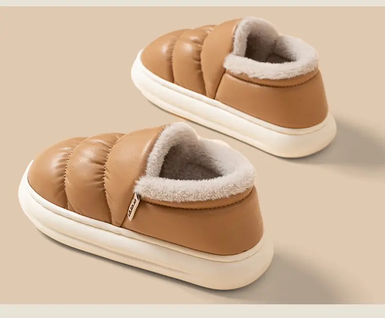 Windproof Warm Slippers Women's Autumn and Winter 2024 New Indoor Thick Bottom Waterproof Baotou Couple Men — feature 2
