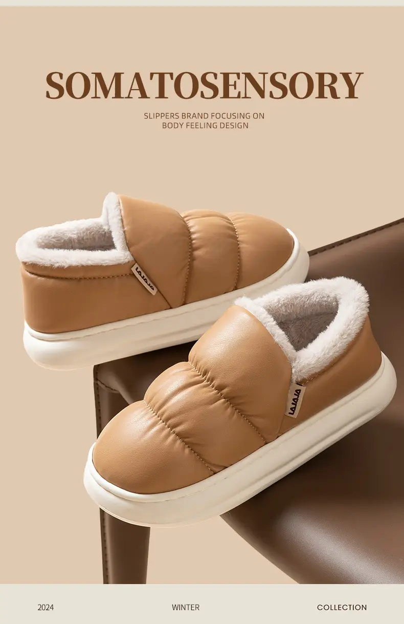 Windproof Warm Slippers Women's Autumn and Winter 2024 New Indoor Thick Bottom Waterproof Baotou Couple Men — feature 4