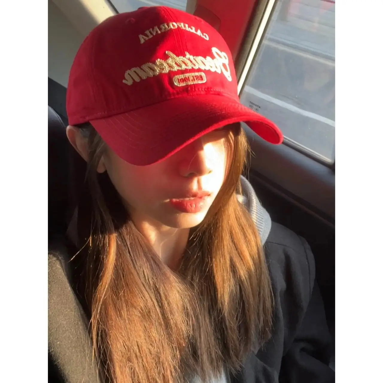 Red California Big Head Baseball Cap for Women - Image 7