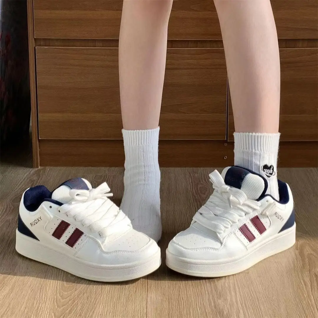 Campus Style Niche Color-Blocked Bread Shoes for Women Ins Trend 2025 Autum New Versatile Sports and Leisure Leather Panel Shoes - Image 5