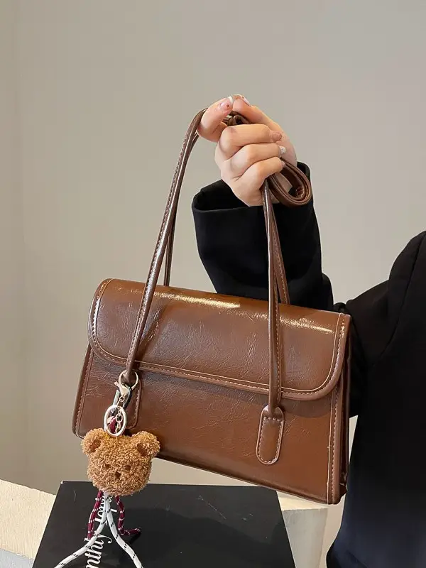 Women's Large-Capacity Shoulder Bag Brown New Style - Image 6