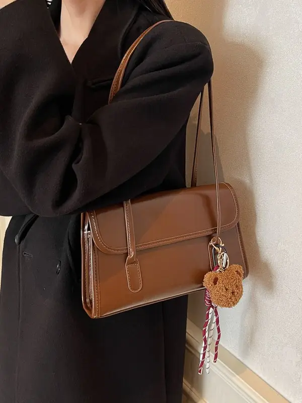 Women's Large-Capacity Shoulder Bag Brown New Style - Image 7