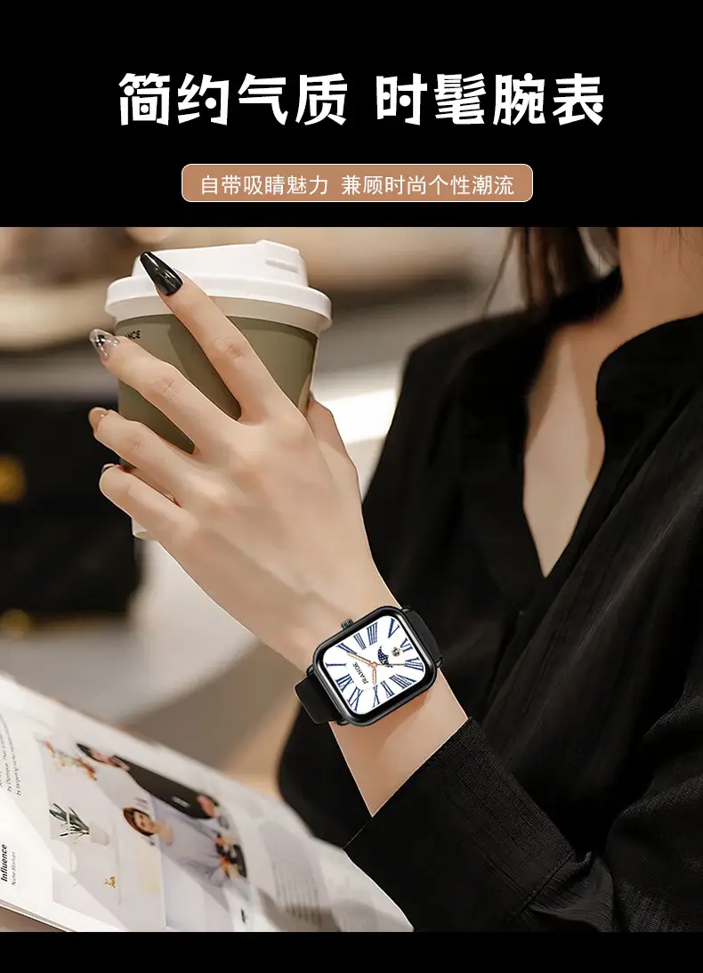 Square Watch Brown Silicone Band Unisex — feature 4