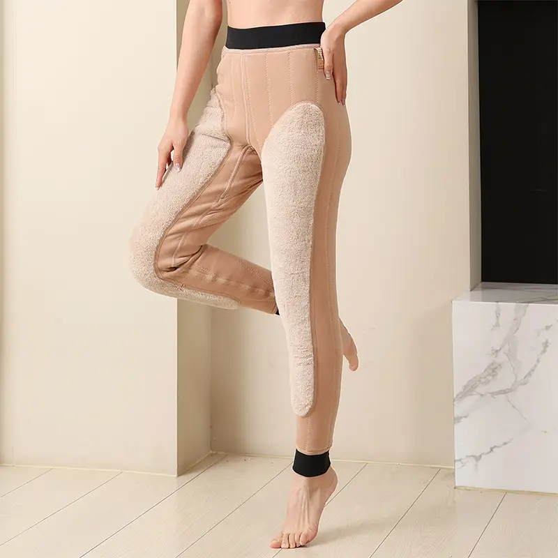 Northeast 100% Wool Long Knee Pants Men's Winter High Waist Thick Velvet Mink Color Ram Warm Pants for Women