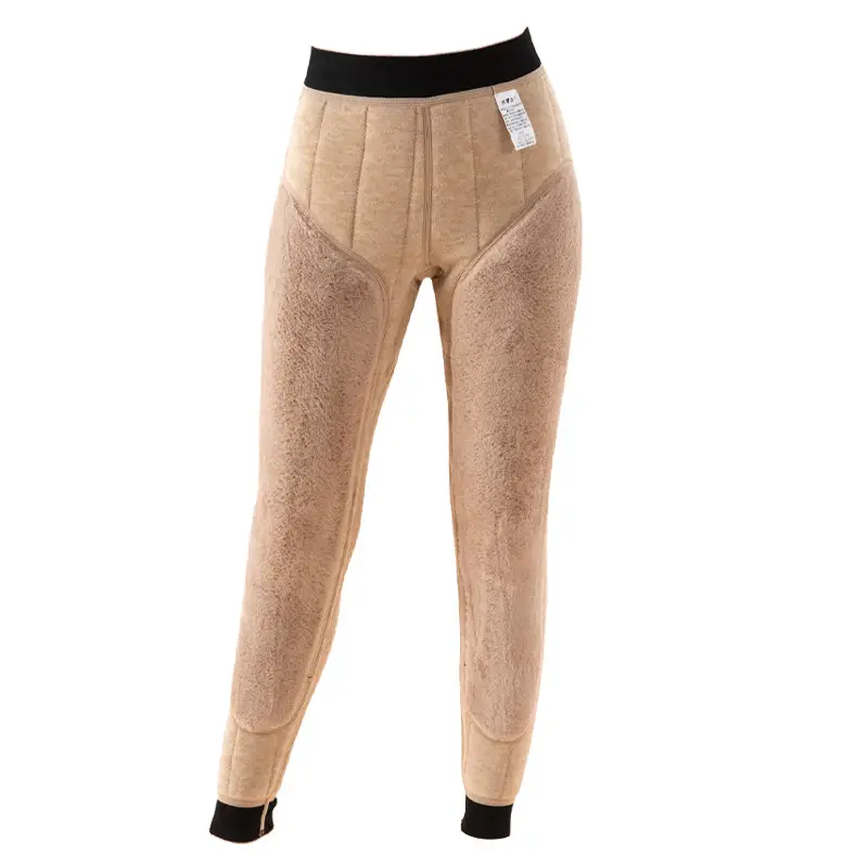 Northeast 100% Wool Long Knee Pants Men's Winter High Waist Thick Velvet Mink Color Ram Warm Pants for Women