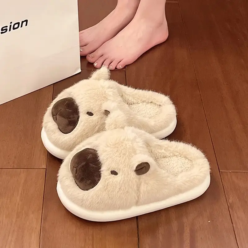 Women's Brown Bear Slippers Winter Warm Cotton Shoes - Image 2