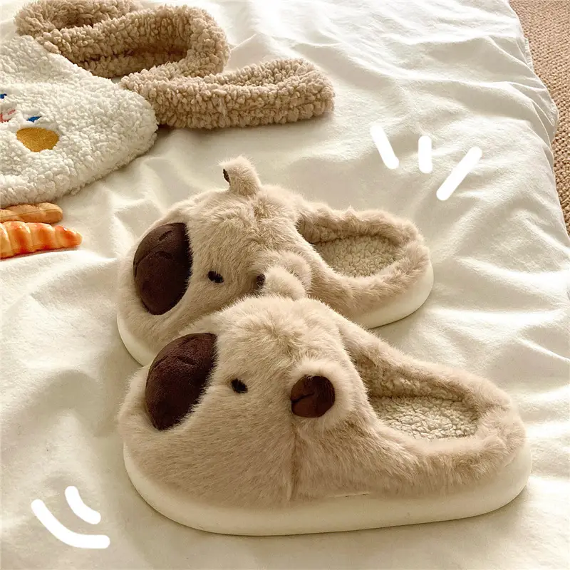 Women's Brown Bear Slippers Winter Warm Cotton Shoes - Image 4