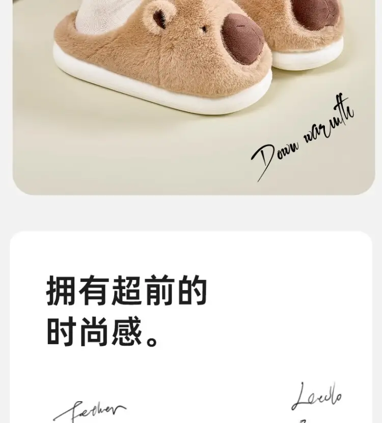 Women's Brown Bear Slippers Winter Warm Cotton Shoes — feature 2
