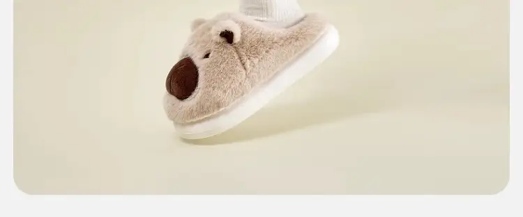 Women's Brown Bear Slippers Winter Warm Cotton Shoes — feature 24