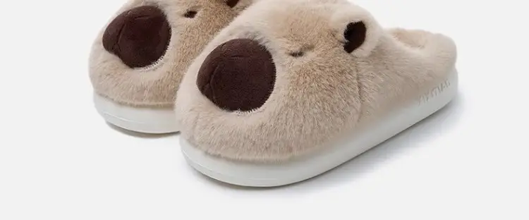 Women's Brown Bear Slippers Winter Warm Cotton Shoes — feature 28