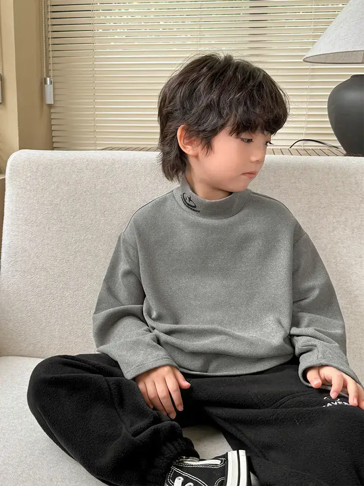 2025 Boys Thermal Grey Sweatshirt Set Winter Base Layer - Image 2