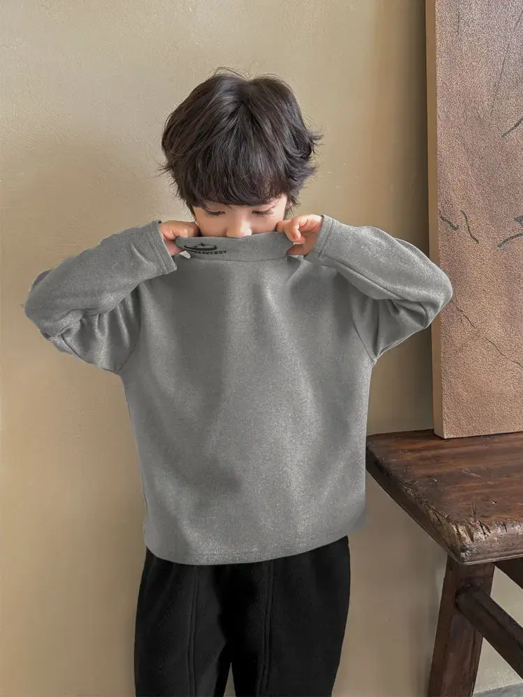 2025 Boys Thermal Grey Sweatshirt Set Winter Base Layer - Image 5