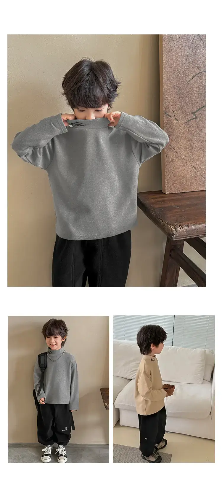 2025 Boys Thermal Grey Sweatshirt Set Winter Base Layer — feature 14