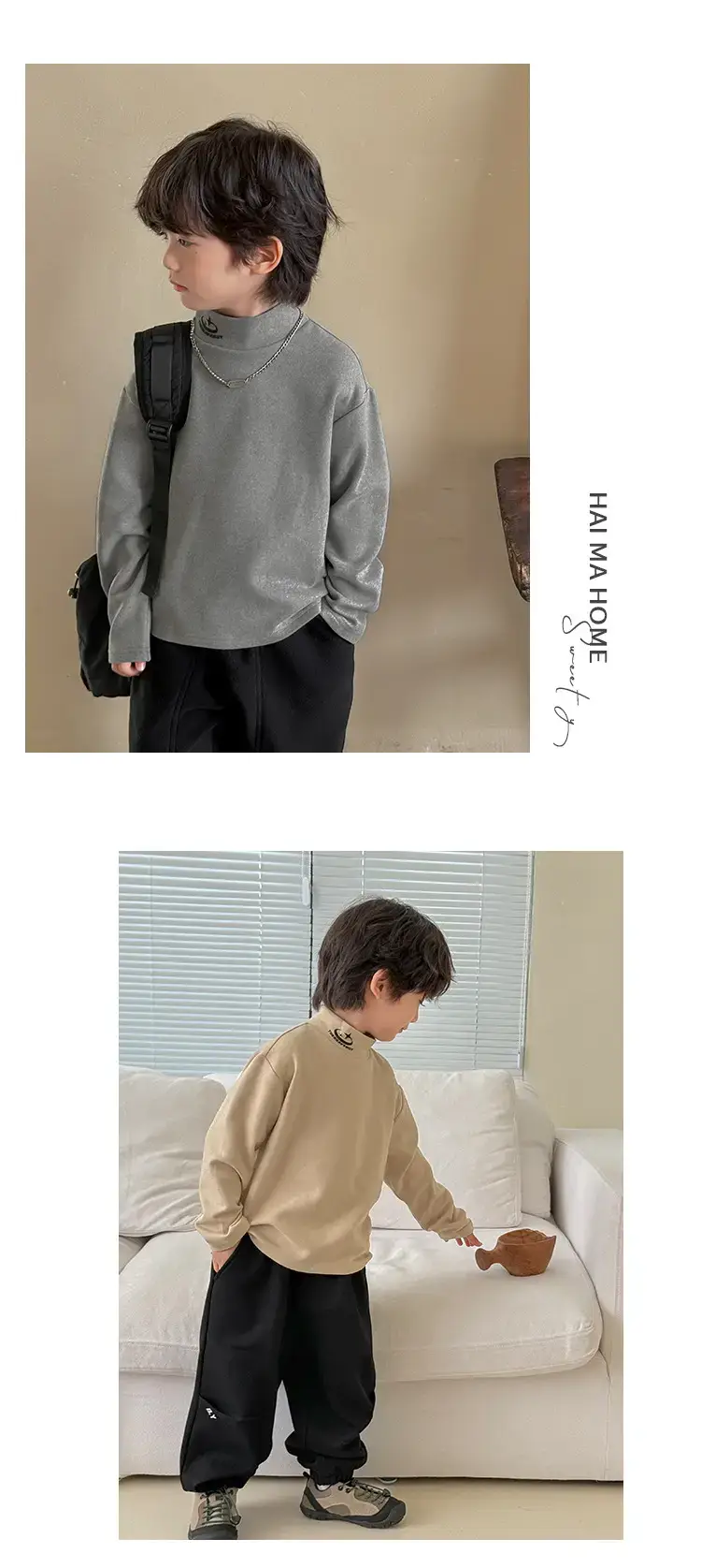 2025 Boys Thermal Grey Sweatshirt Set Winter Base Layer — feature 15